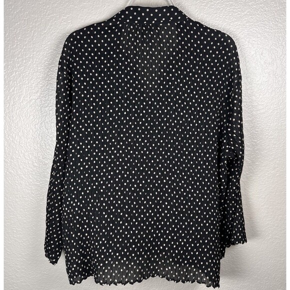 Vintage Y2K Le Grange Sz XL Button-Up Top Crinkle Polka Dot Bell Grunge Coquette - Picture 2 of 6